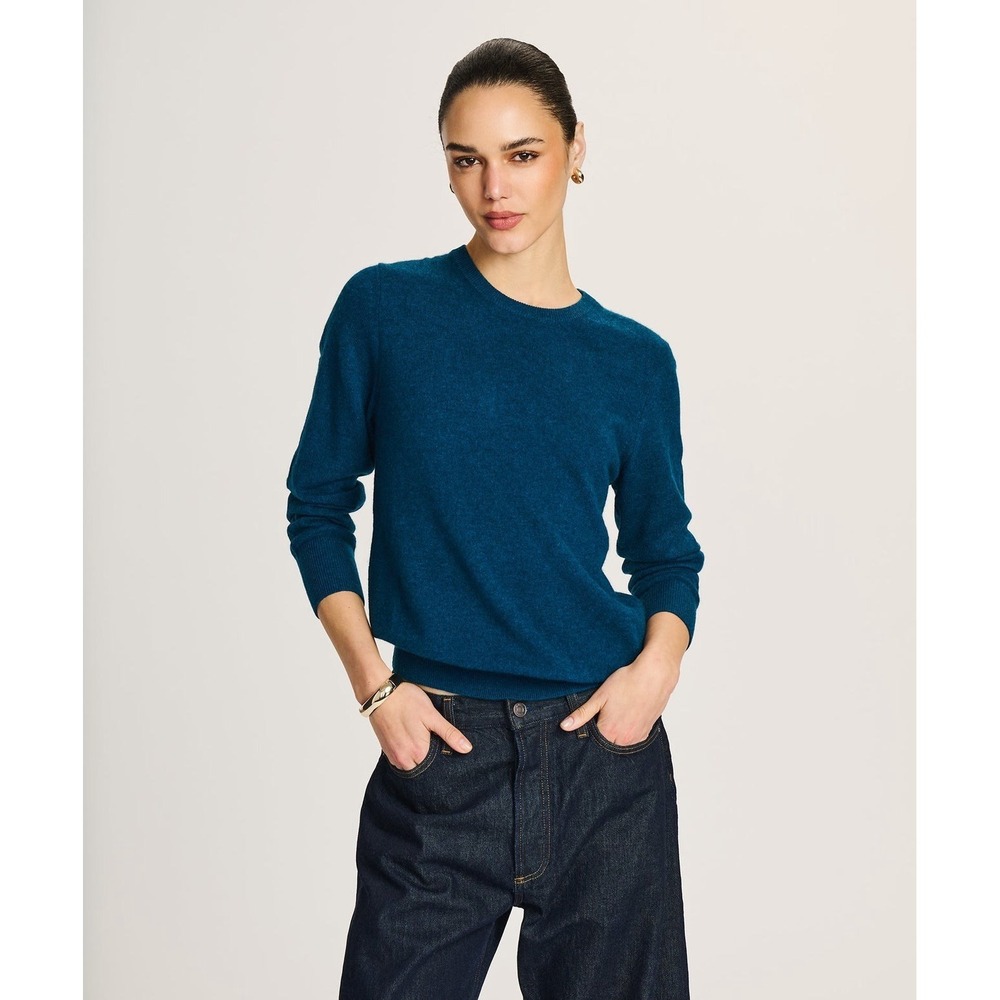 NAADAM 100% Cashmere Sweater Women's S Peacock Blue Crewneck Soft Luxury NWOT